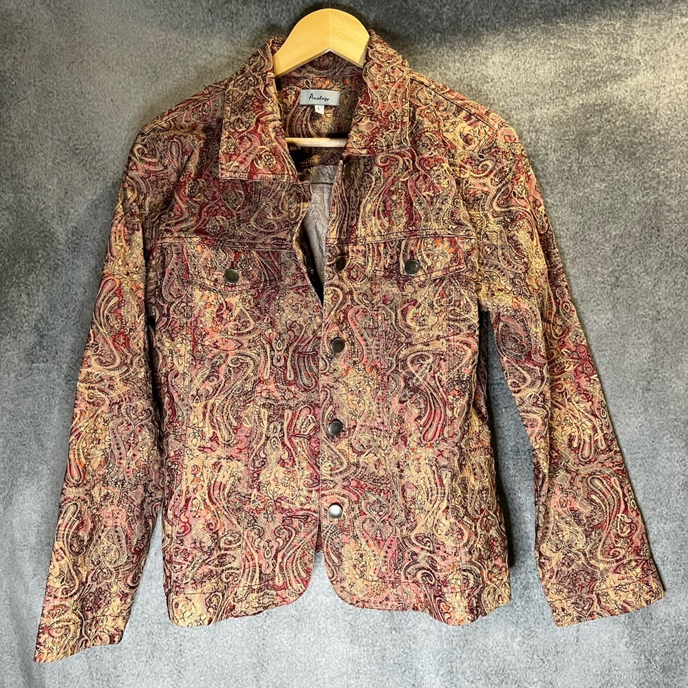 Analogy Embroidered Paisley Floral Jacket Sz L